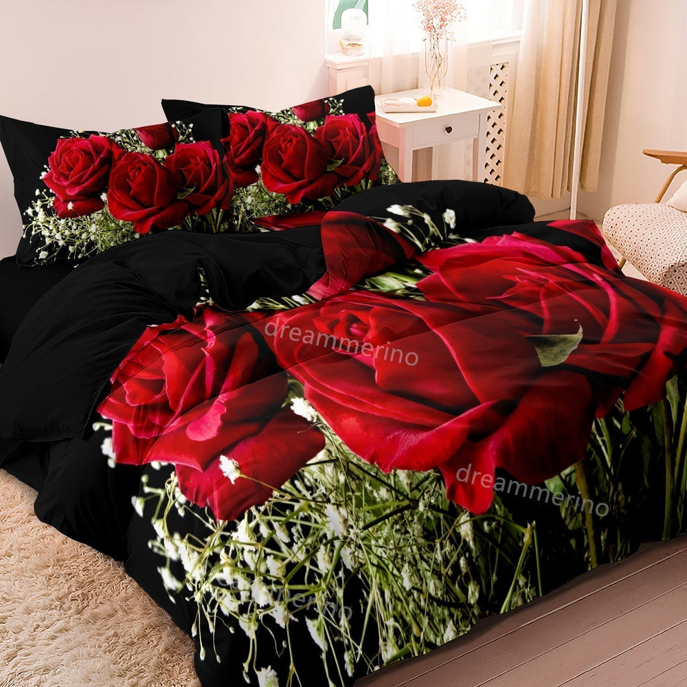 Rose Print Bedding Set