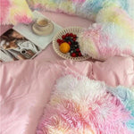 Fleece Throw Blanket with Cushion Covers