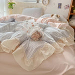 Gingham Ruffle Duvet Cover Set