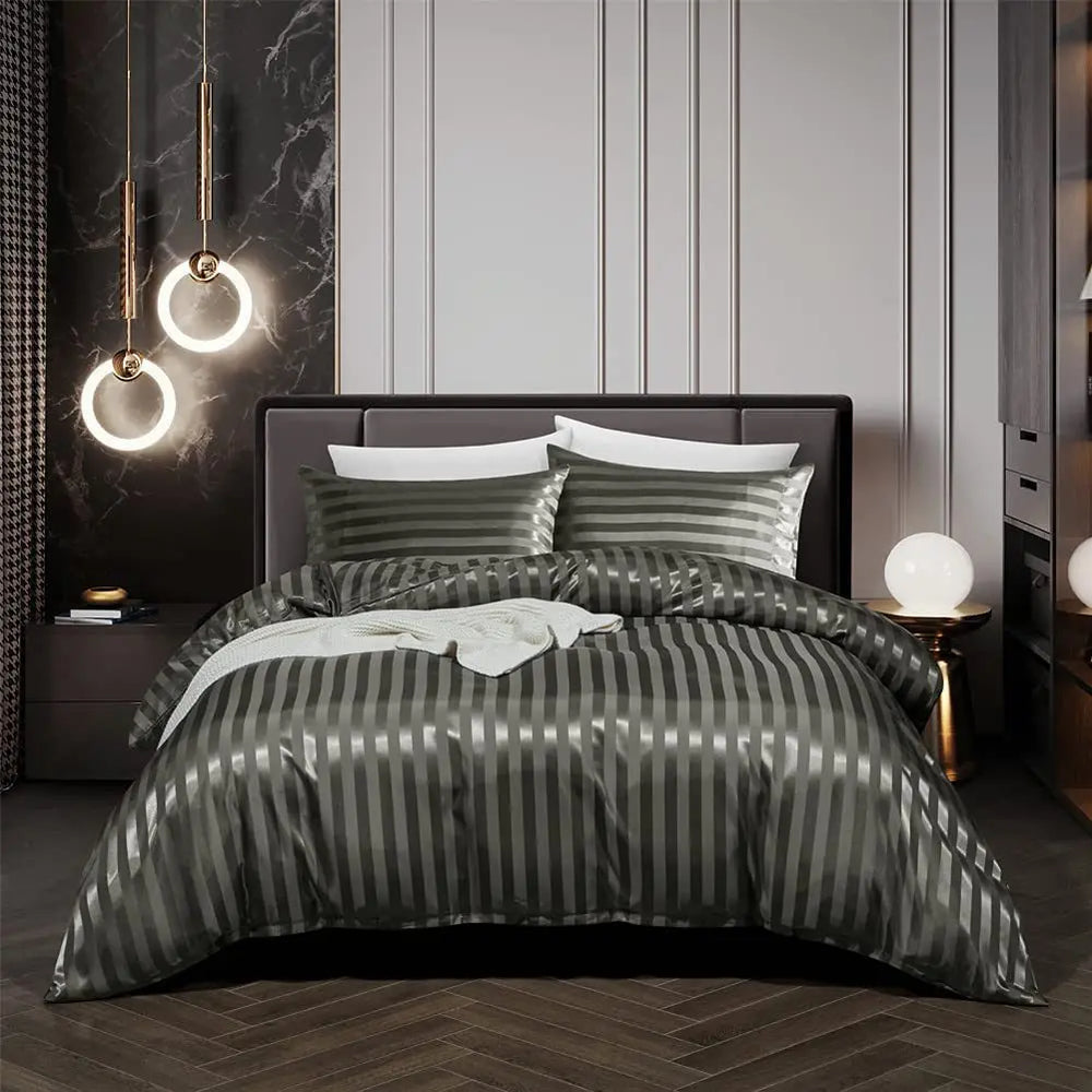Noir Satin Duvet Cover Set