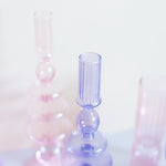 Lilac Glass Candlestick Holder