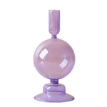 Lilac Glass Candlestick Holder