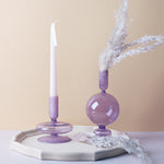 Lilac Glass Candlestick Holder