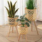 Woven Bamboo Plant Pot with Stand