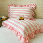Striped Ruffle Lace Pillowcases