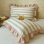 Striped Ruffle Lace Pillowcases