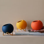 Abstract Pattern Ceramic Pot with Stand