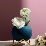 Abstract Pattern Ceramic Pot with Stand