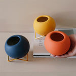 Abstract Pattern Ceramic Pot with Stand