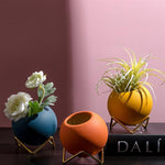 Abstract Pattern Ceramic Pot with Stand