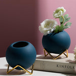 Abstract Pattern Ceramic Pot with Stand
