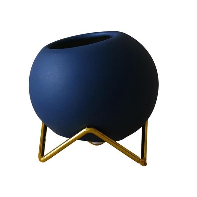 Abstract Pattern Ceramic Pot with Stand