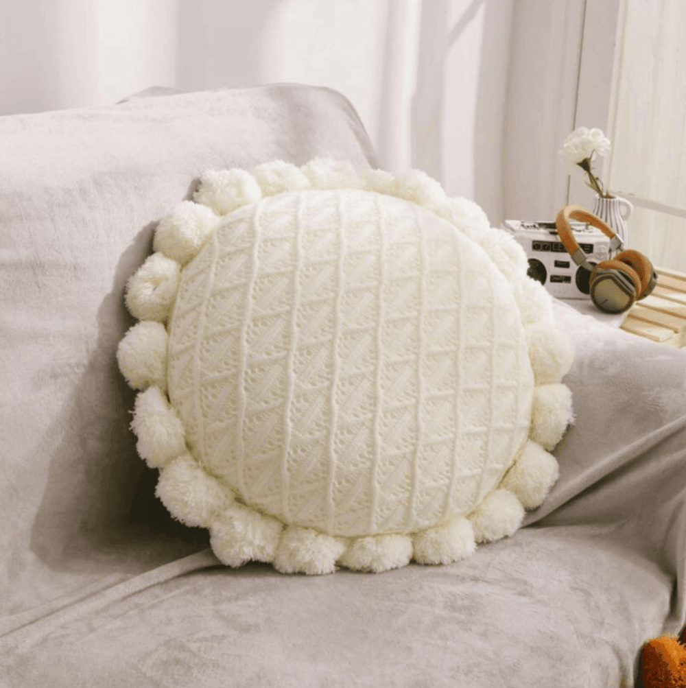 Pom Pom Tassel Round Cushion
