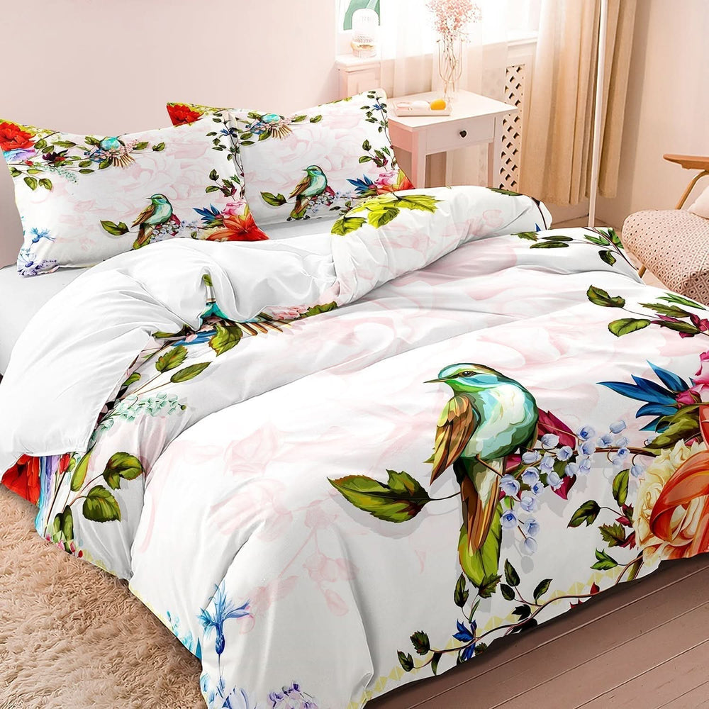 Botanical Bird Print Duvet Cover Set