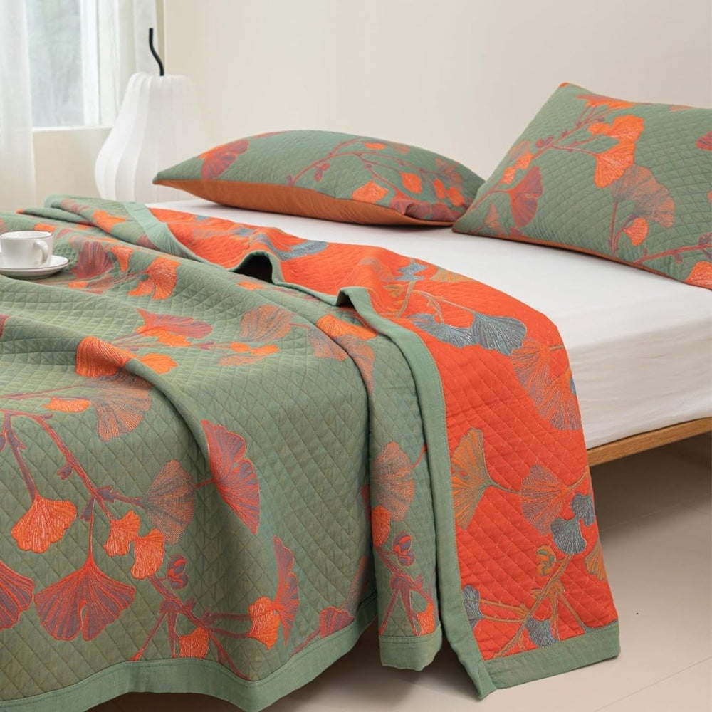 GinkgoQuilt Cotton Reversible Comforter Set
