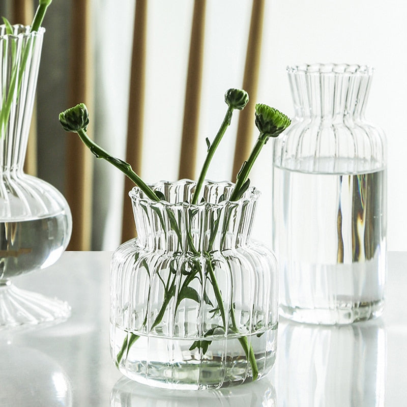 Petal-Textured Glass Vase