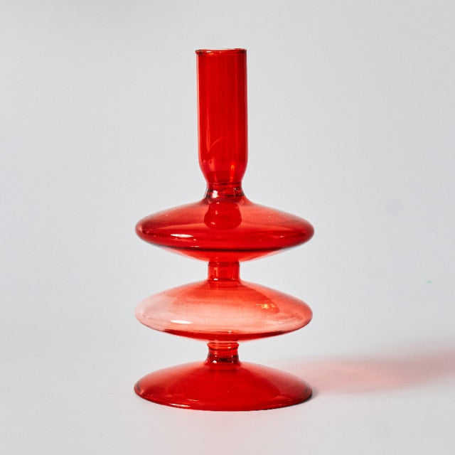 Glass Candle Holder and Vase Set